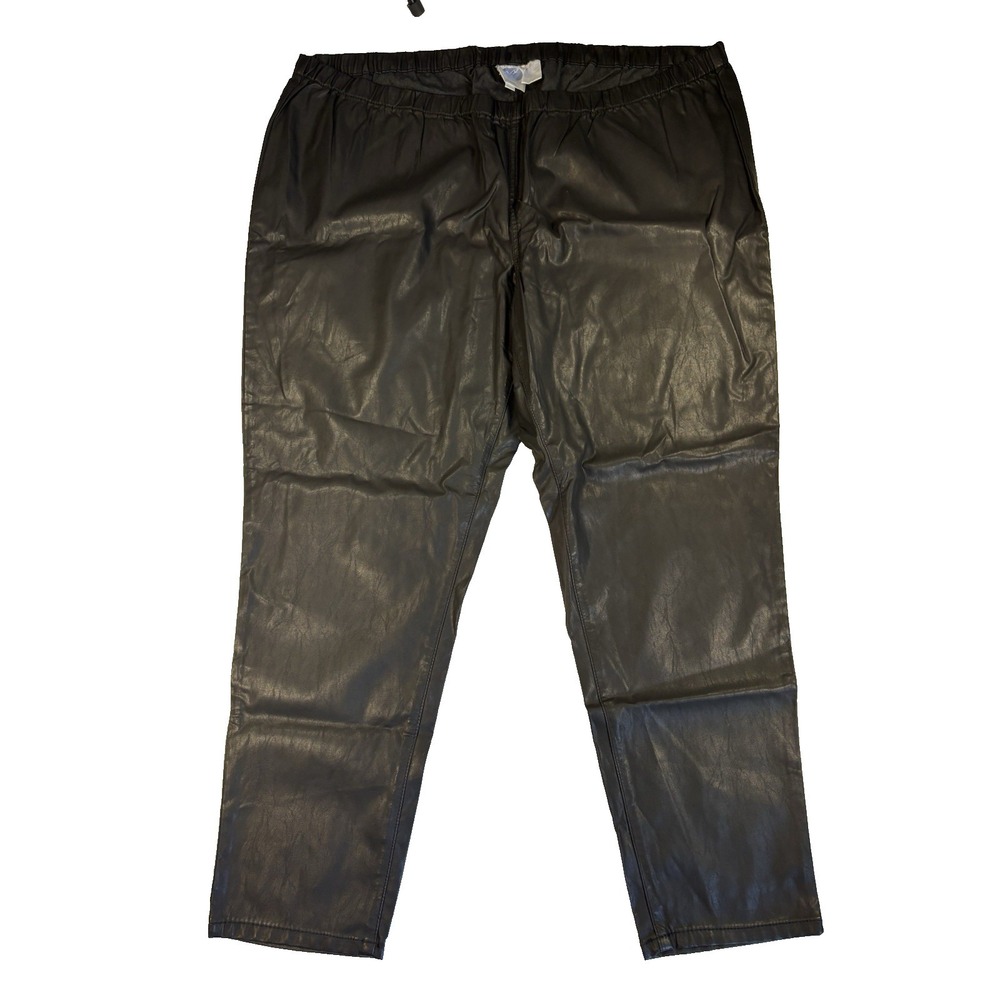 DG2 Diane Gilman Women's 3XP Sexy Black Faux Leather Pull On Ankle Pants Baddie
